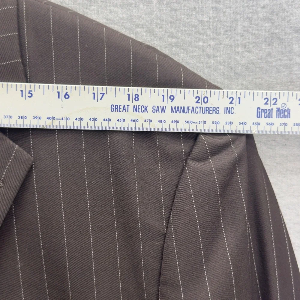 Ralph Lauren Brown Wool‎ Pinstripe Blazer Suit Jacket Classic Fit Sz 48L Read